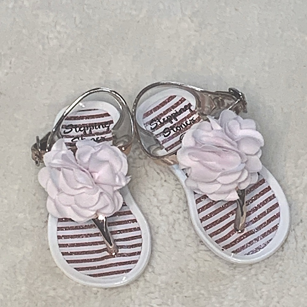 STEPPING STONES INFANT RUBBER JELLY FLOWERED SANDALS
